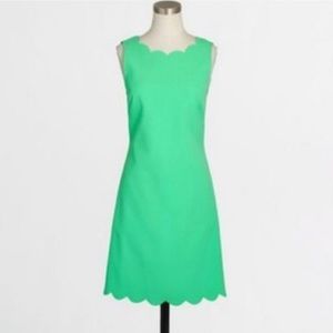 Green Scalloped Trim Dress